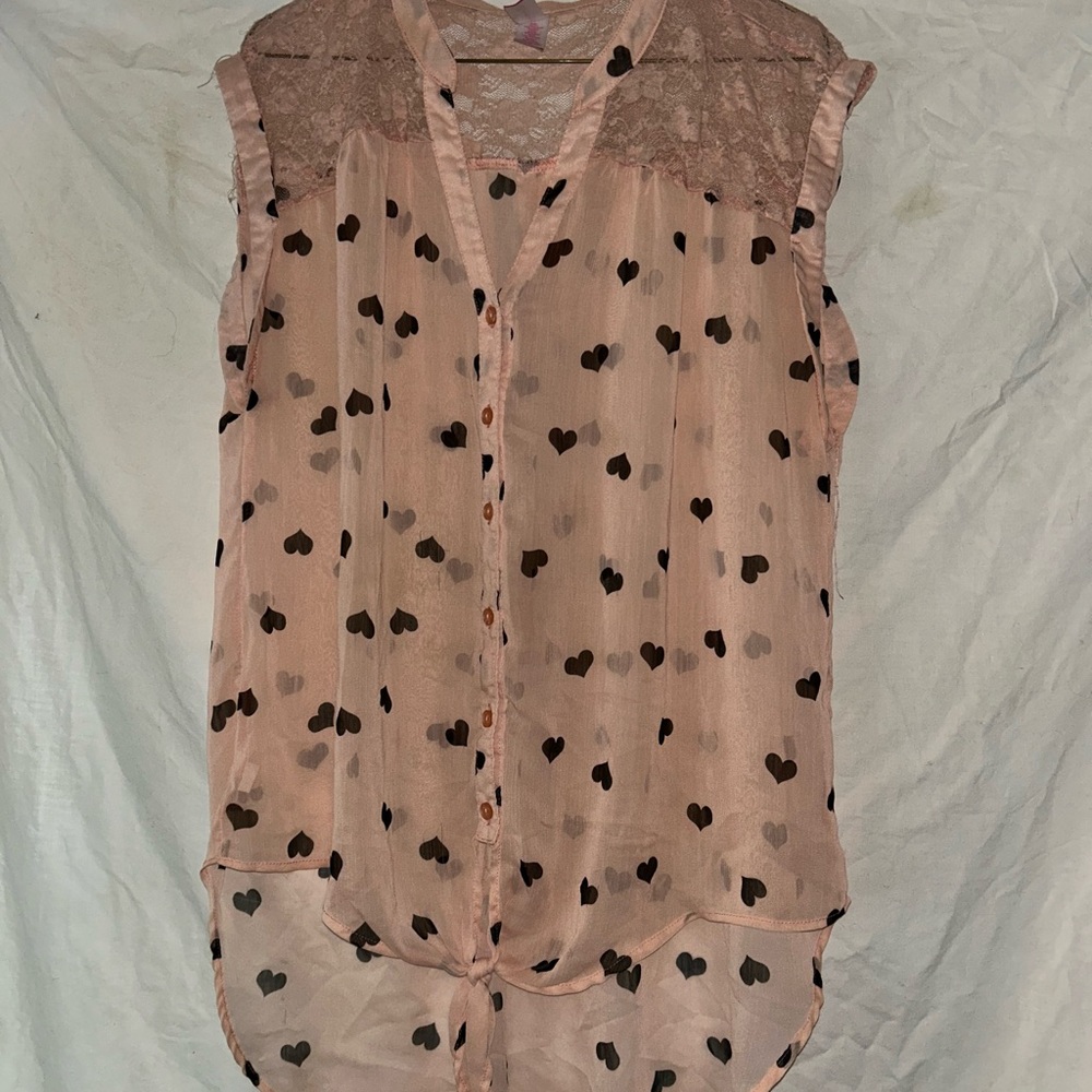 No boundaries pink heart lace shirt